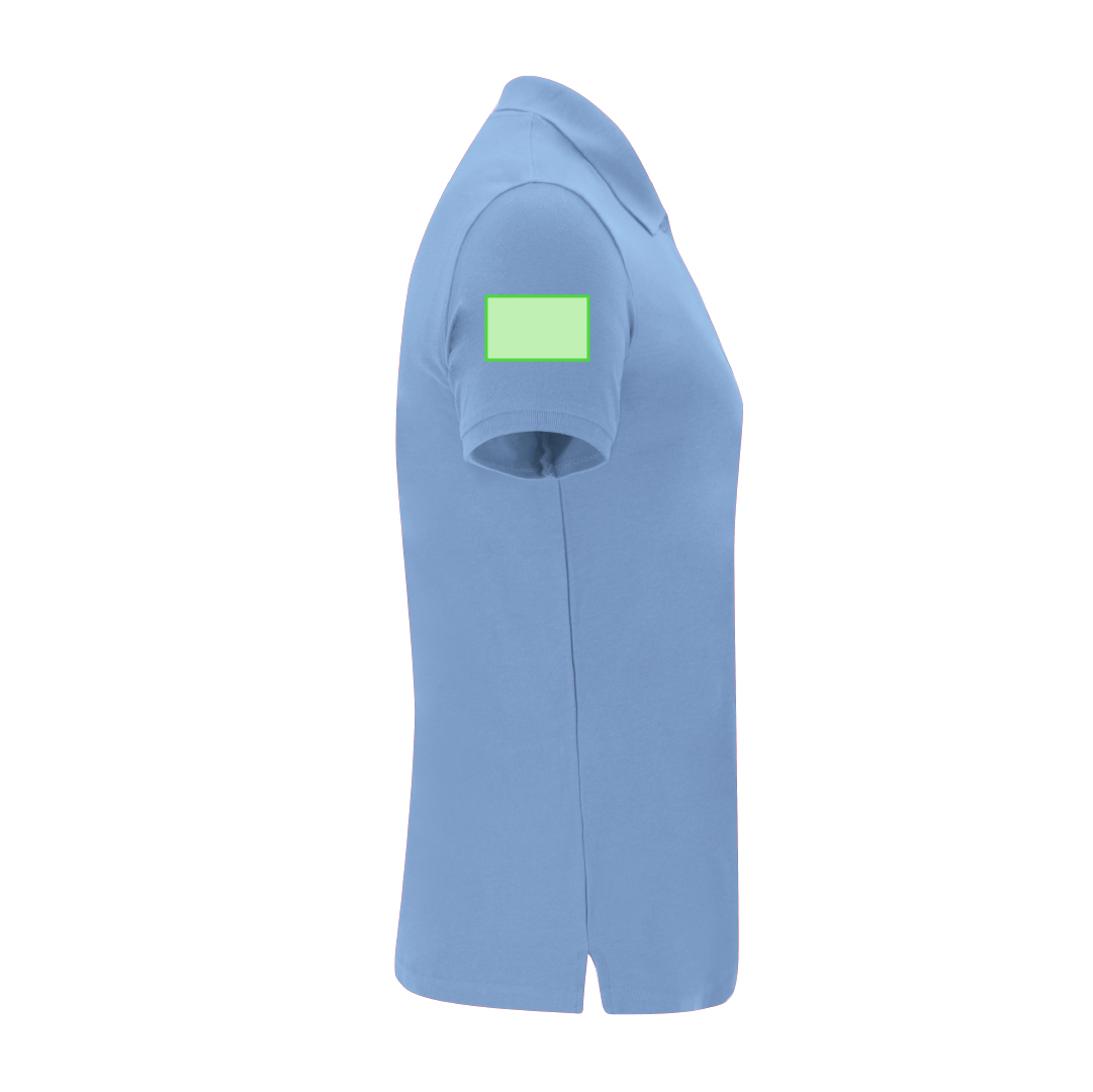 Polo Charles mujer color — 100% algodón Ring Spun piqué 180 g/m², fit femenino con tapeta 2 botones mate y ribetes acanalados