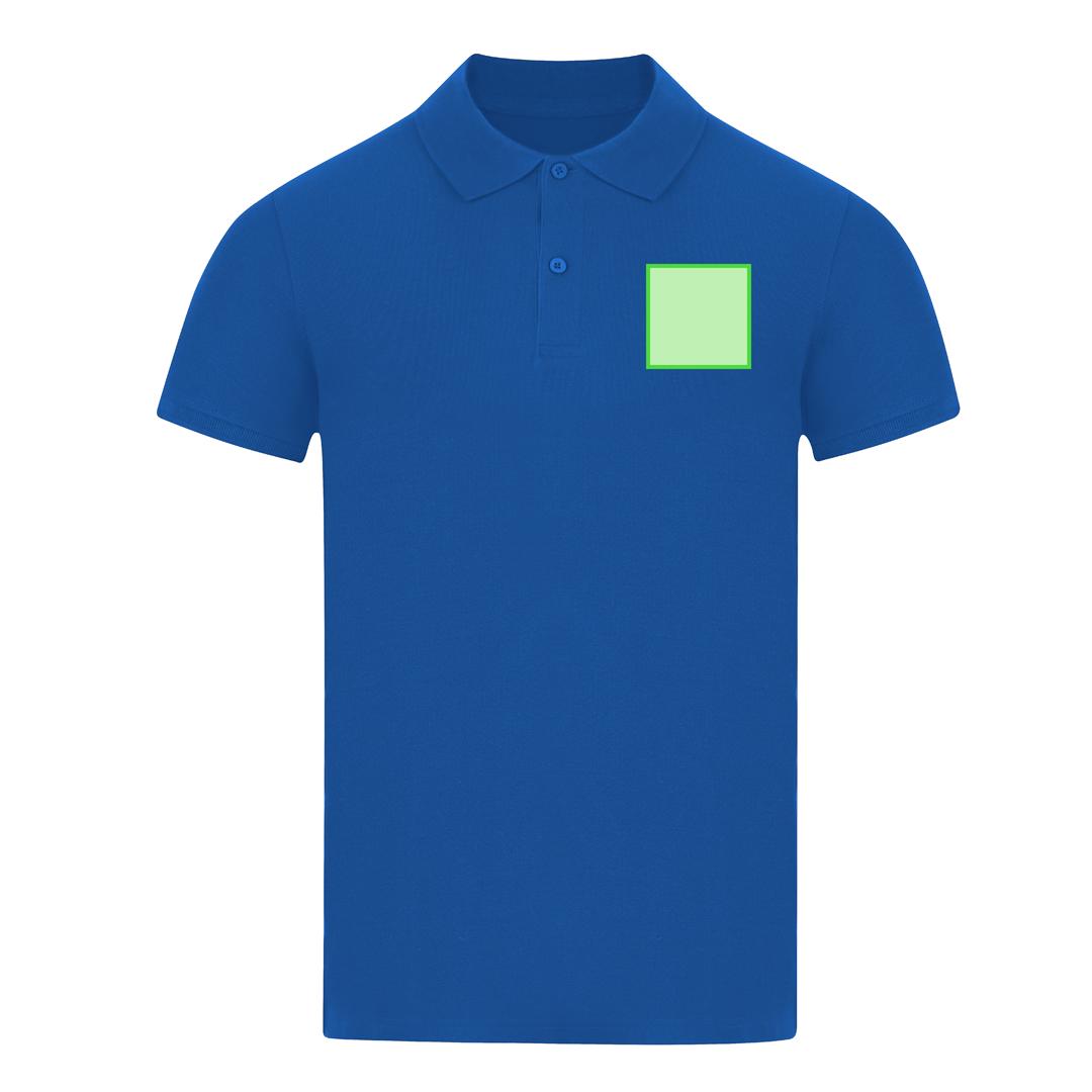 Polo Charles adulto color — 100% algodón Ring Spun piqué 180 g/m², tapeta 2 botones mate, ribetes acanalados y costuras laterales