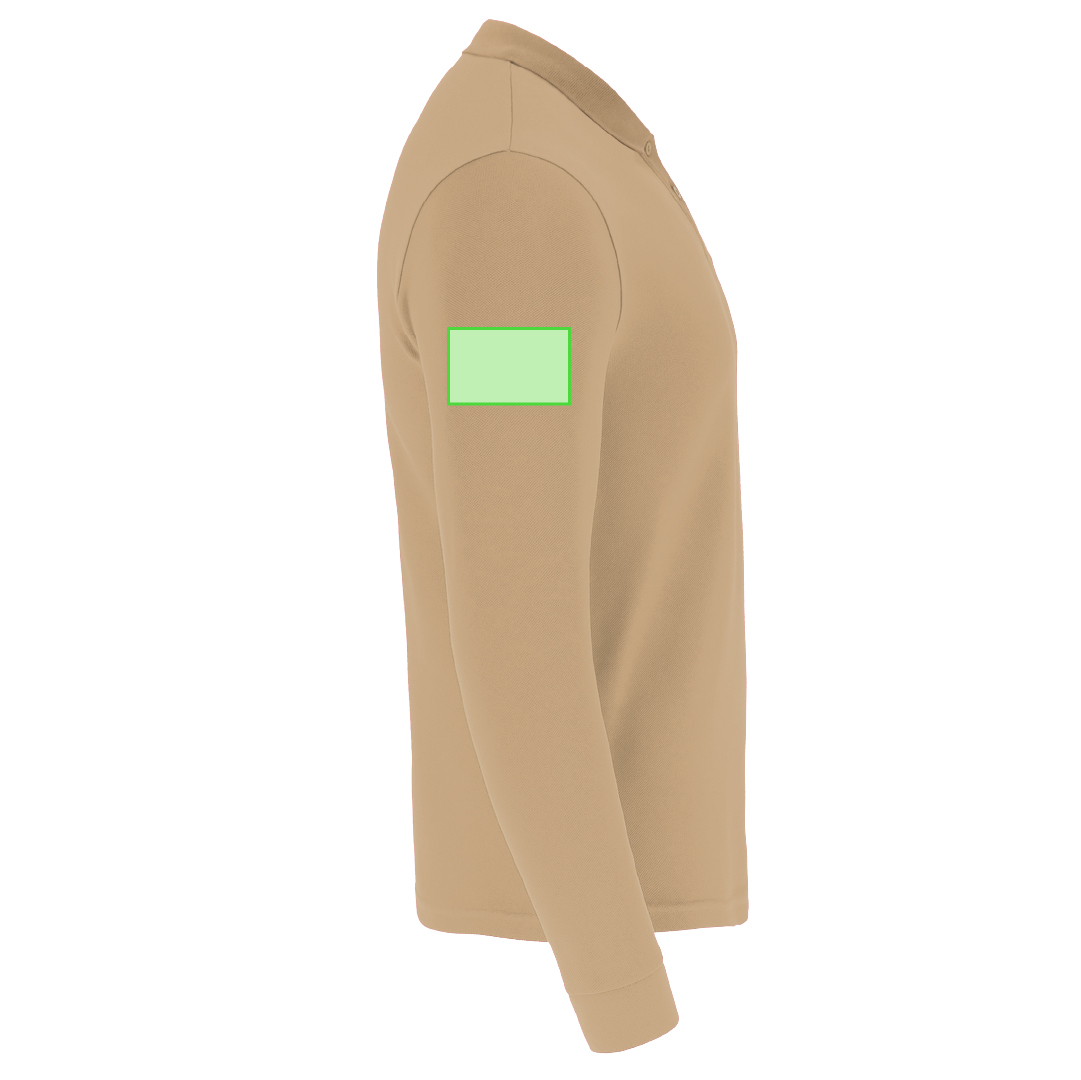 Polo Charlot adulto manga larga color — 100% algodón Ring Spun piqué 220 g/m², cuello y puños con elastano canalé 1x1, tapeta 3 botones