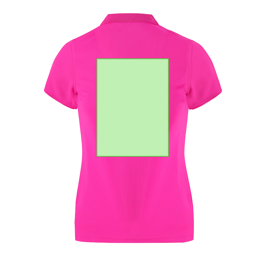 Polo técnico Tecnic Plus mujer — 100% poliéster piqué 180 g/m² con Cool Dry, fit femenino, tapeta 3 botones y aperturas laterales