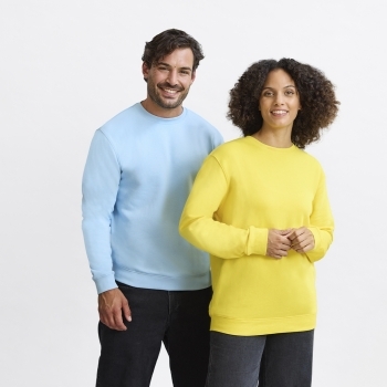 Sudadera Cosmos adulto cuello redondo — 60% algodón / 40% poliéster felpa perchada 280 g/m², canalé 1x1 con elastano