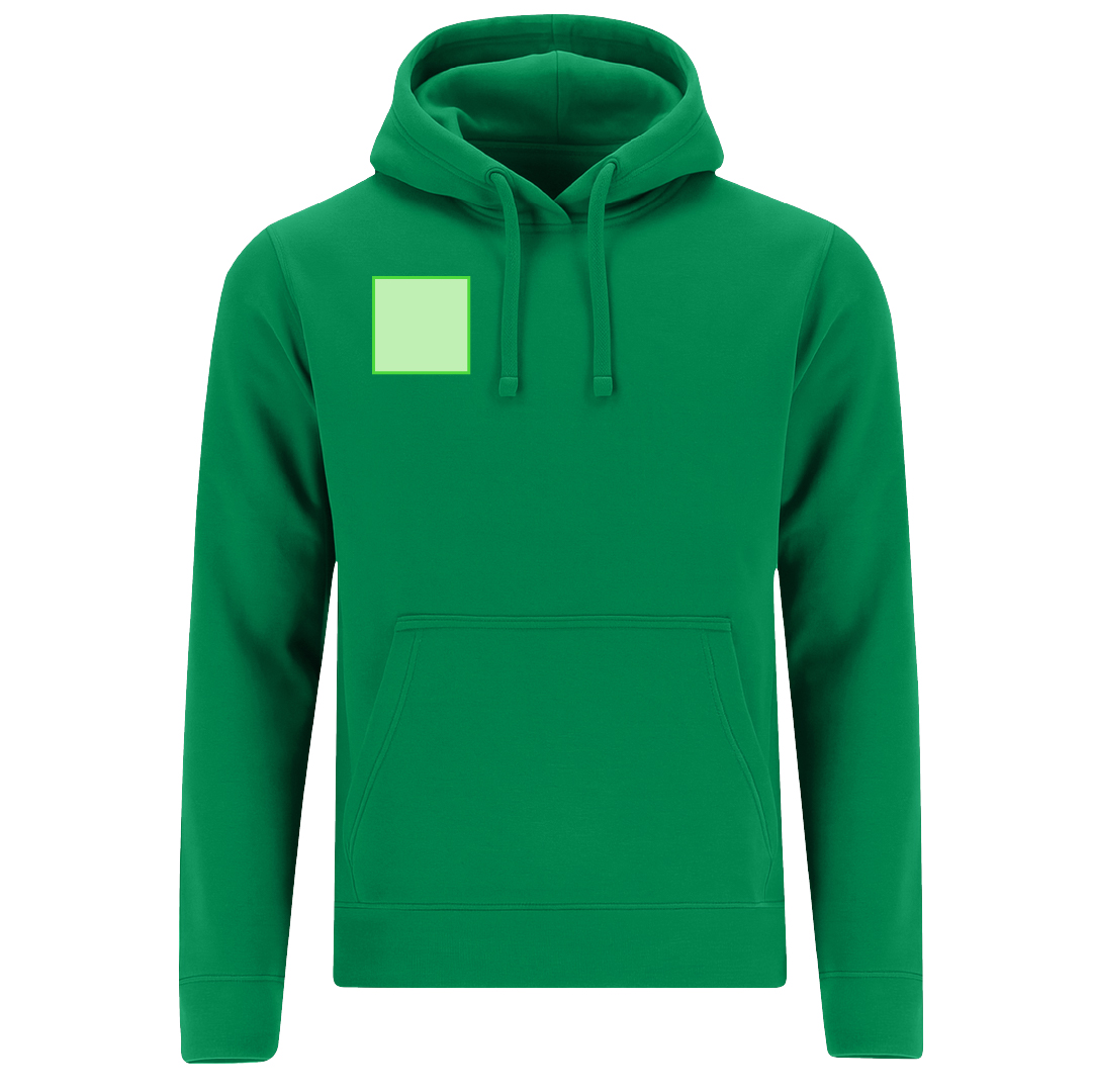 Sudadera Draco adulto con capucha — 60% algodón / 40% poliéster felpa perchada 280 g/m², bolsillo canguro, cordón con ojales metálicos