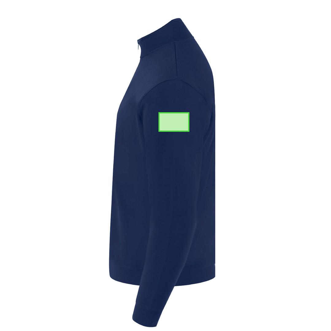 Sudadera Galaxy adulto media cremallera — 60% algodón / 40% poliéster felpa perchada 280 g/m², cuello alto doble forrado, DTF1