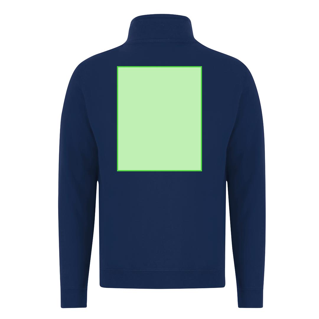 Sudadera Galaxy adulto media cremallera — 60% algodón / 40% poliéster felpa perchada 280 g/m², cuello alto doble forrado, DTF1
