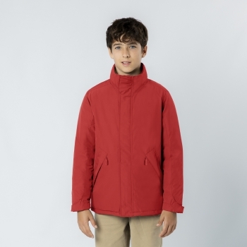 Parka infantil Oceanía RPET acolchada — exterior RPET / interior polar fleece, capucha plegable, puños velcro, acceso interior para marcaje