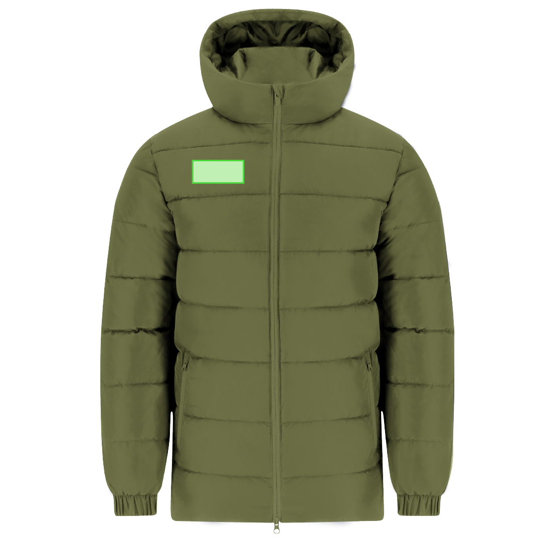 Parka adulto Eren acolchada — 100% poliéster resistente al agua, capucha fija con visera integrada, doble tirador con protector barbilla