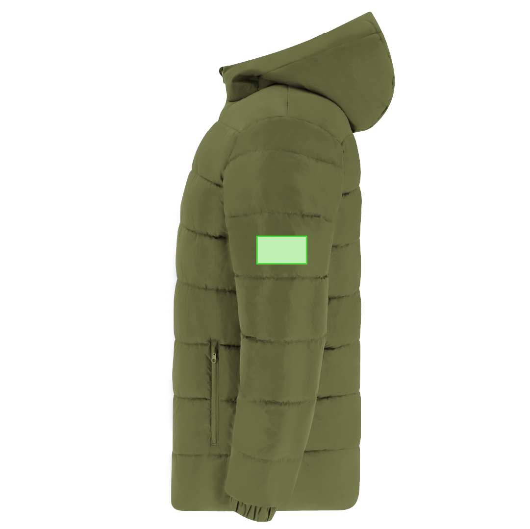 Parka adulto Eren acolchada — 100% poliéster resistente al agua, capucha fija con visera integrada, doble tirador con protector barbilla