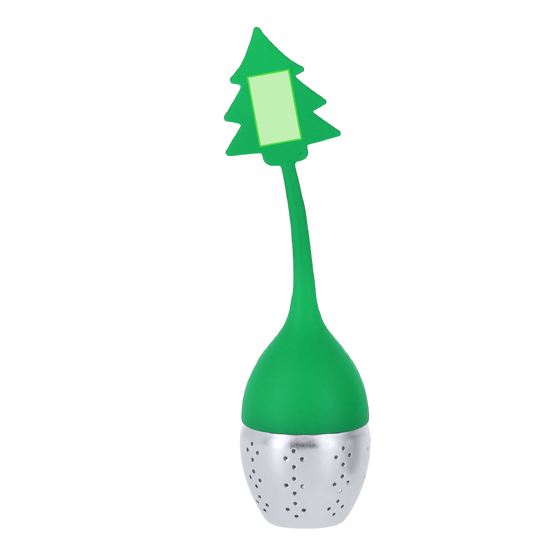 Infusor de té navideño Garox — silicona y acero inoxidable con diseño navideño, base de silicona anti-goteo