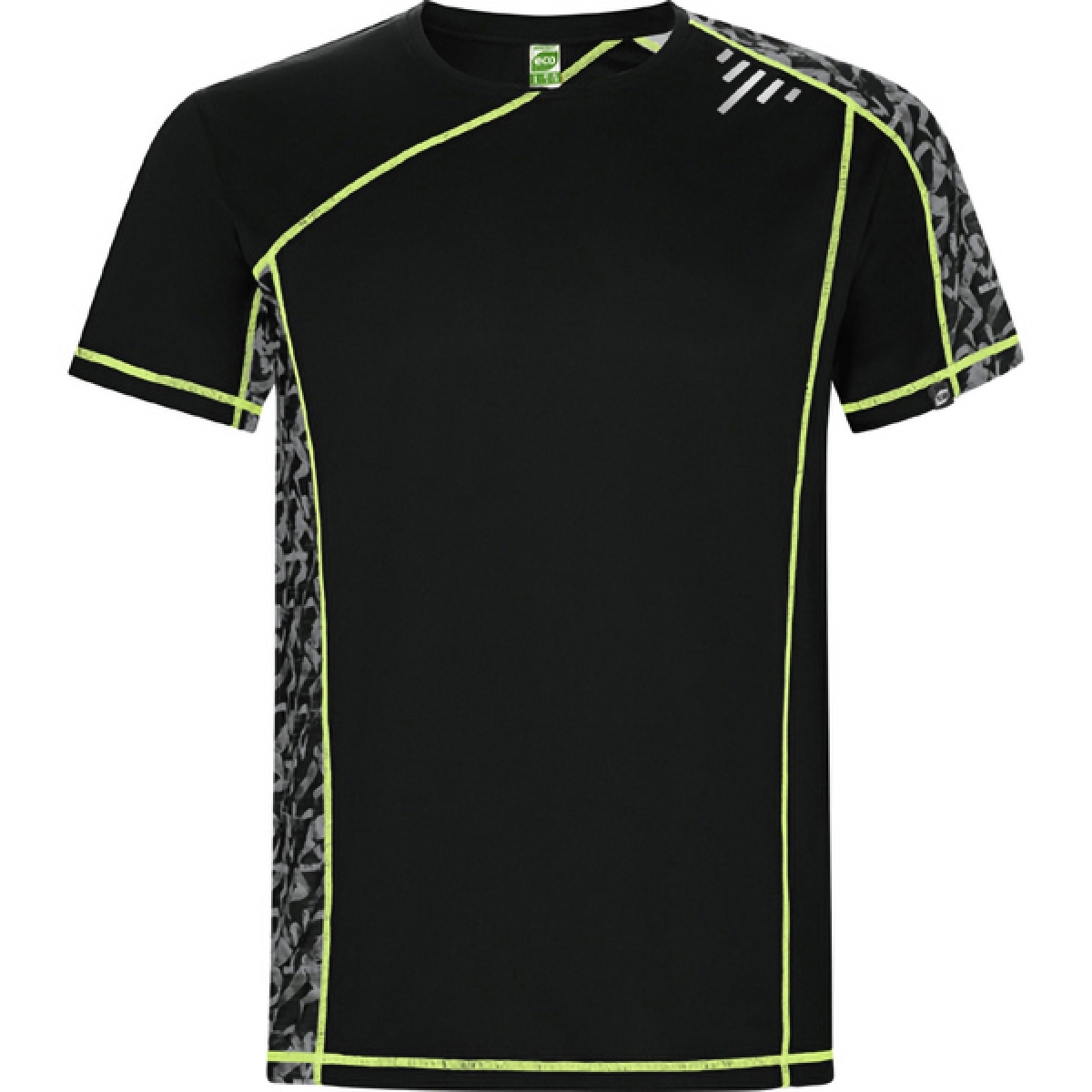 Camiseta técnica manga ranglán unisex con paneles sublimados transpirable