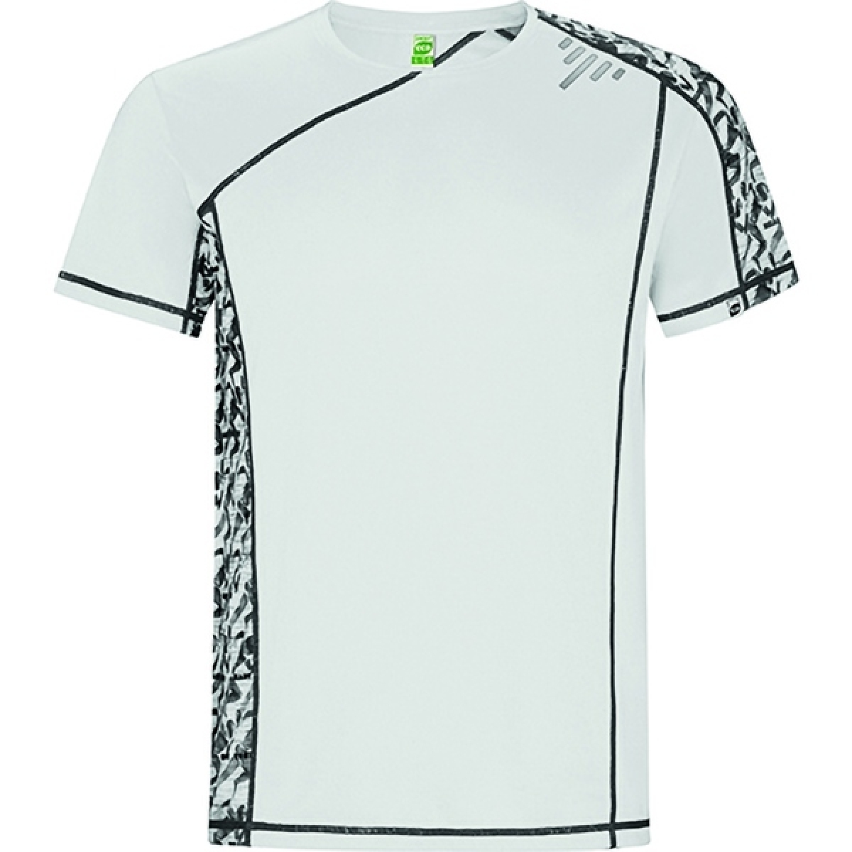 Camiseta técnica manga ranglán unisex con paneles sublimados transpirable