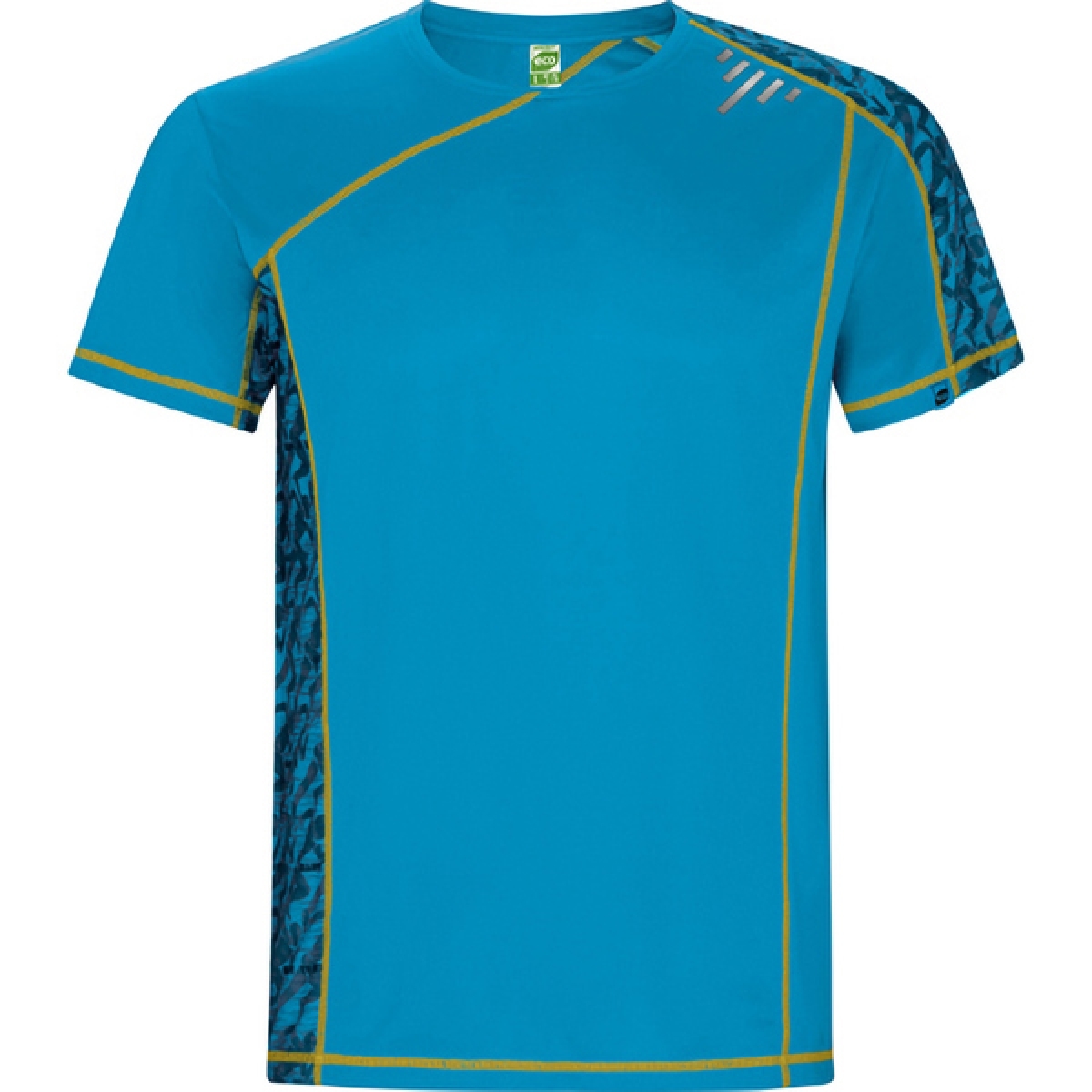 Camiseta técnica manga ranglán unisex con paneles sublimados transpirable