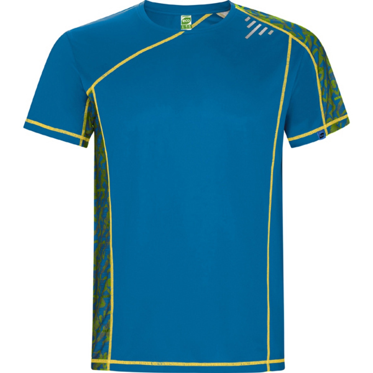 Camiseta técnica manga ranglán unisex con paneles sublimados transpirable