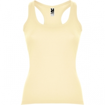 Camiseta de tirantes en punto de canalé entallada en cintura