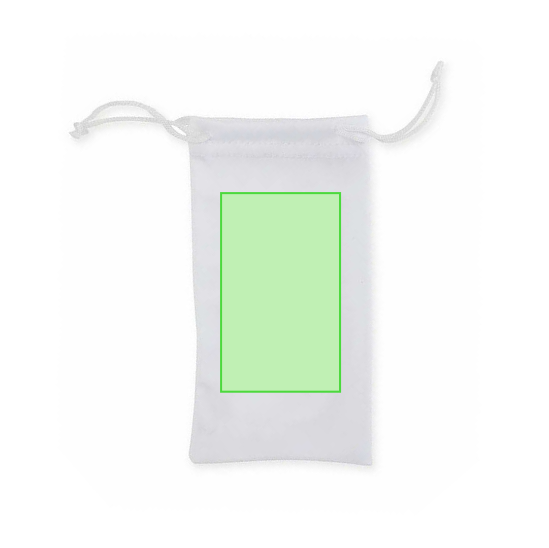 Funda para gafas de sol en poliéster blanco con cierre de cuerdas — especialmente diseñada para sublimación (9x18 cm)