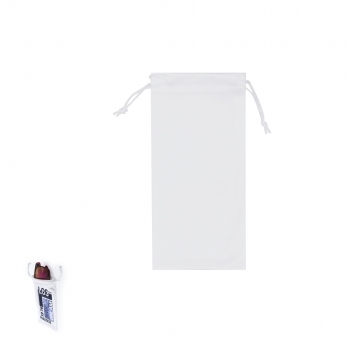 Funda para gafas de sol en poliéster blanco con cierre de cuerdas — especialmente diseñada para sublimación (9x18 cm)