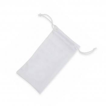 Funda para gafas de sol en poliéster blanco con cierre de cuerdas — especialmente diseñada para sublimación (9x18 cm)