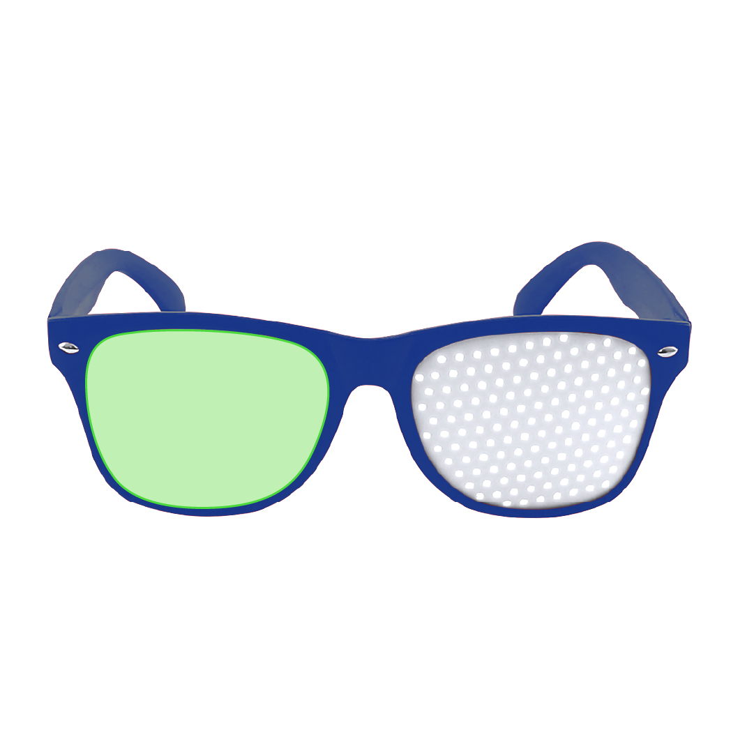 Gafas de fiesta de diseño original especialmente diseñadas para marcaje digital a todo color con lentes perforadas