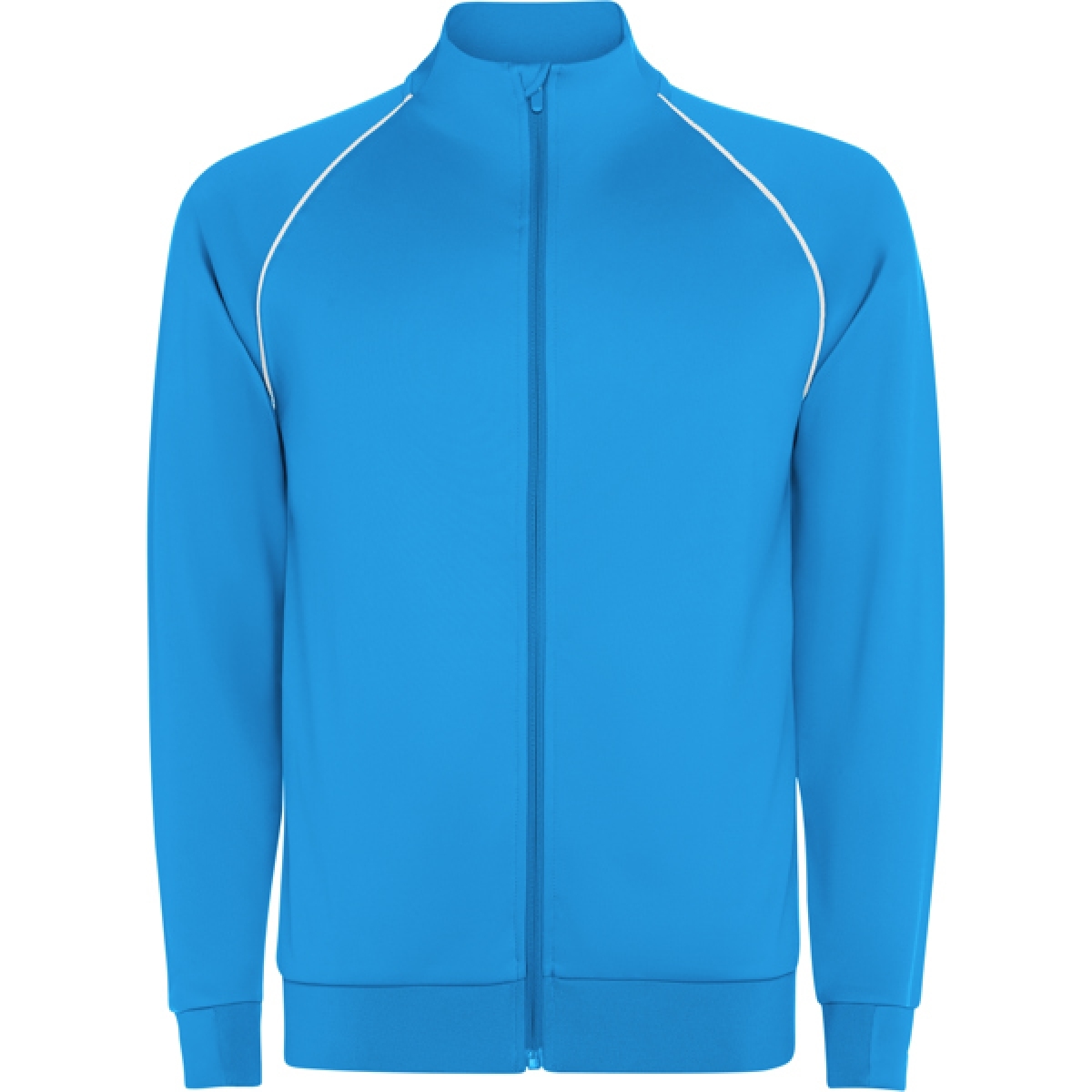Sudadera deportiva manga ranglán de cuello alto y cremallera frontal