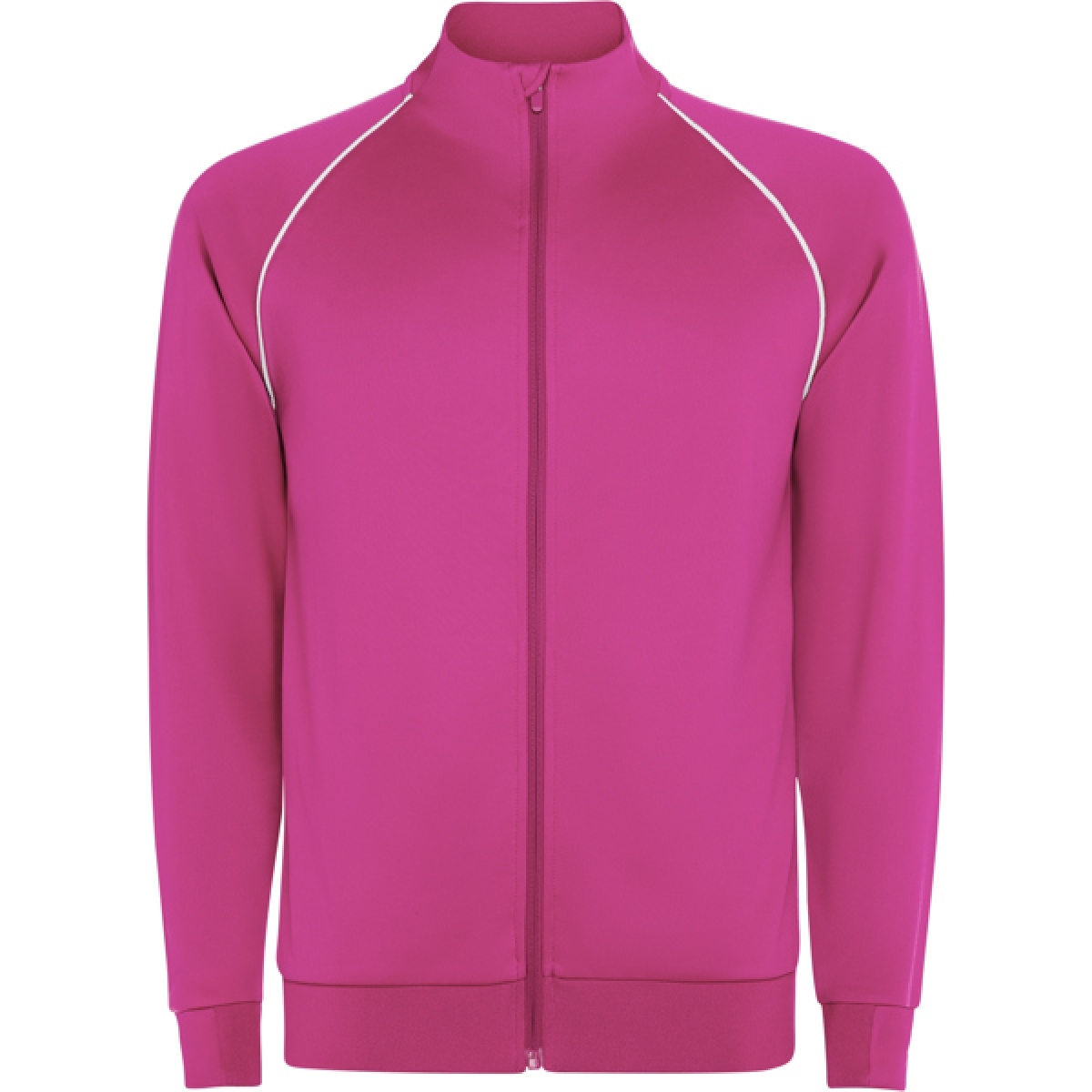Sudadera deportiva manga ranglán de cuello alto y cremallera frontal