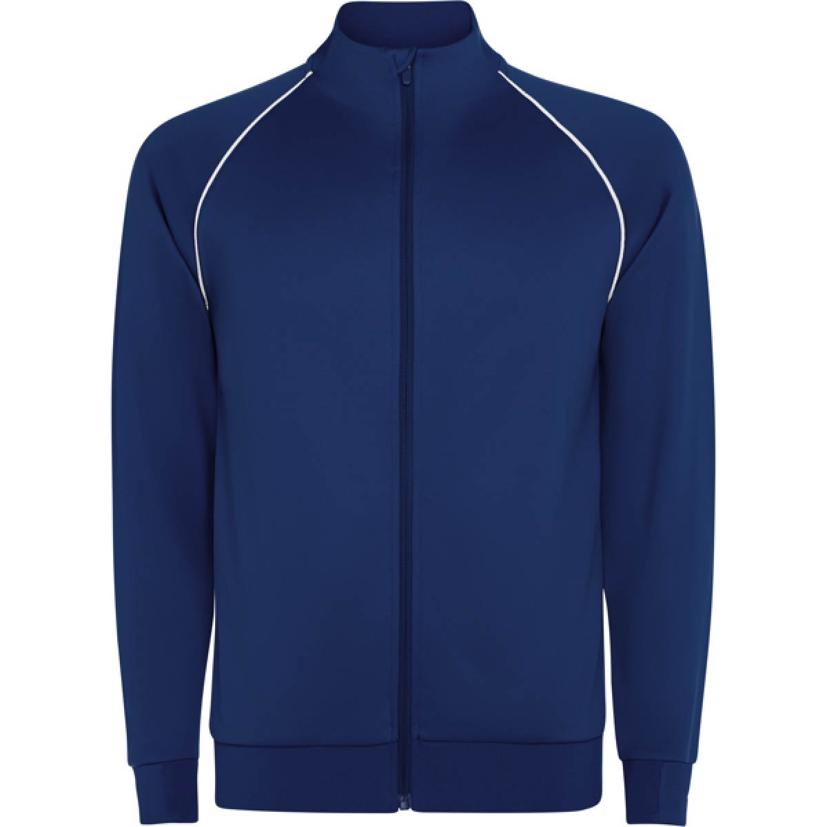 Sudadera deportiva manga ranglán de cuello alto y cremallera frontal