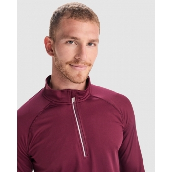 Sudadera técnica perchada manga ranglán y media cremallera invertida con detalle reflectante - 4