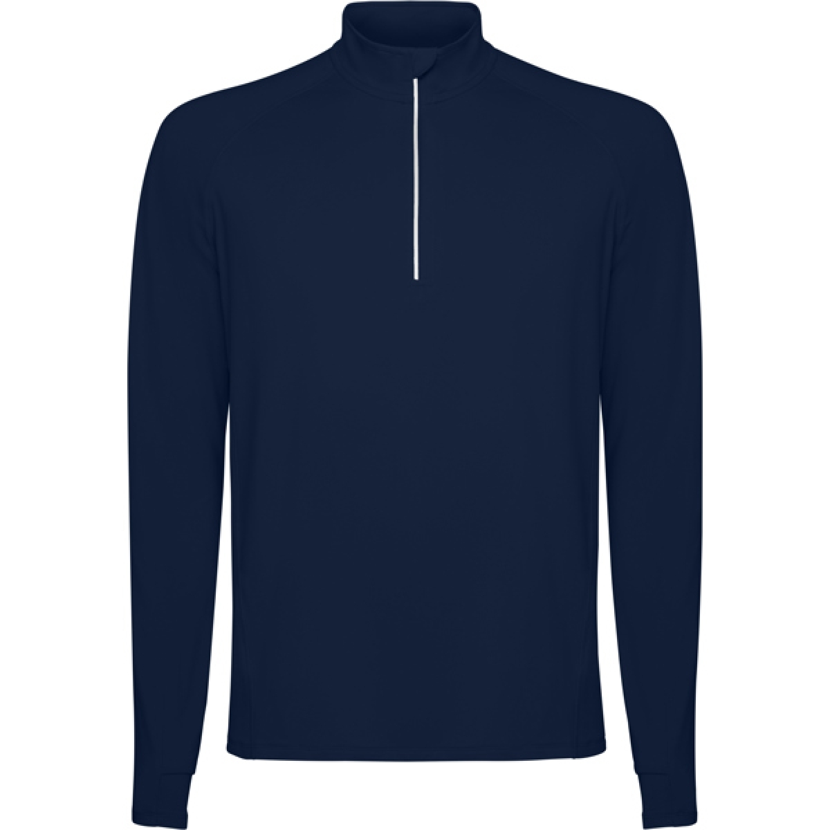 Sudadera técnica perchada manga ranglán y media cremallera invertida con detalle reflectante