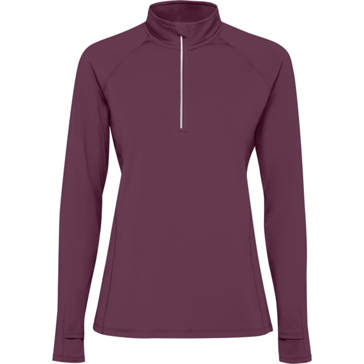 Sudadera técnica perchada manga ranglán entallada y media cremallera invertida con detalle reflectante