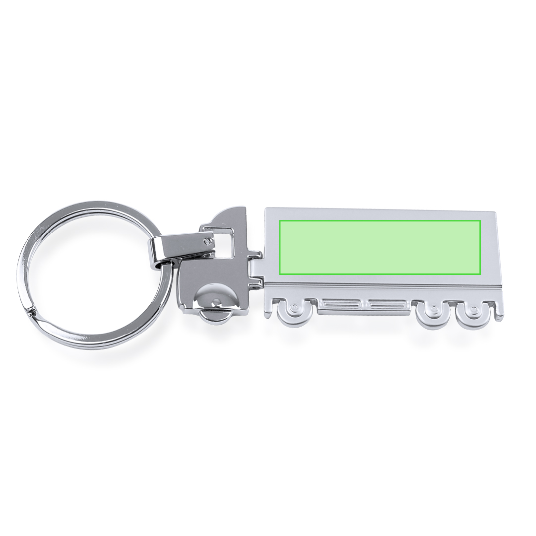 Llavero diseño camión de metal con cabina en brillo y remolque mate para láser 40 g