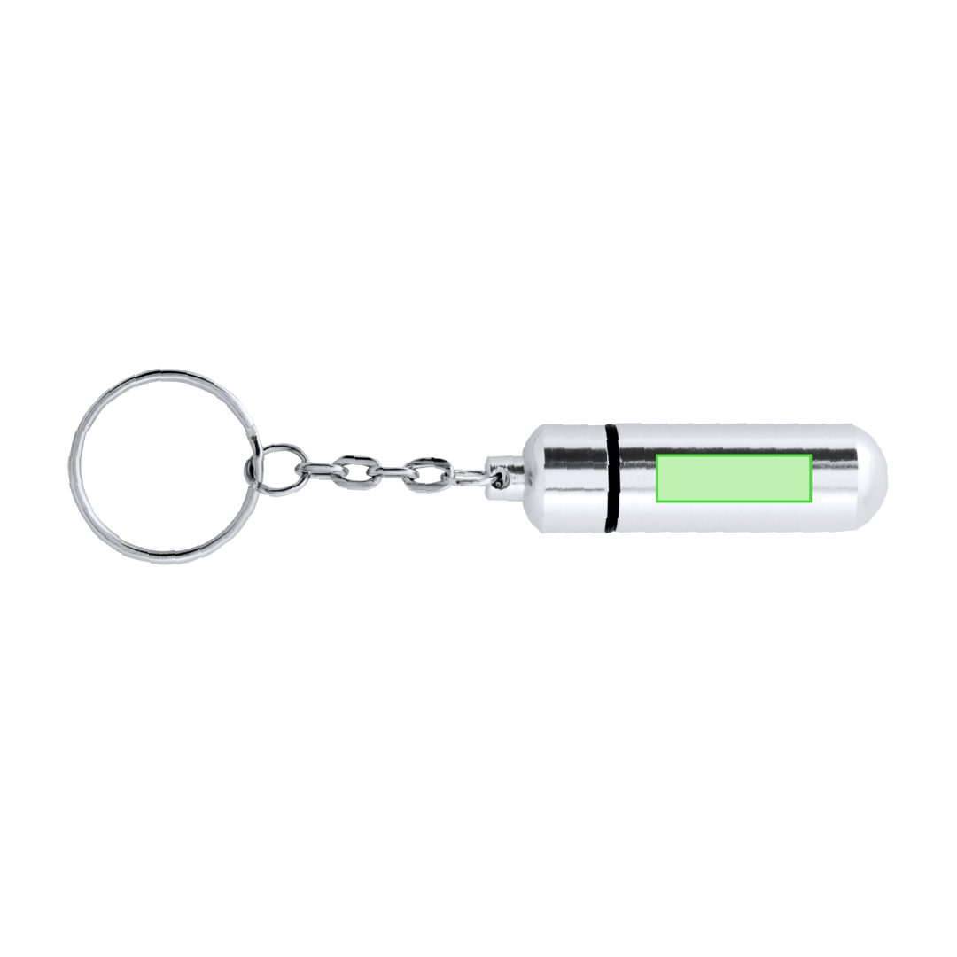Llavero pastillero de aluminio brillante con cierre a rosca 1 compartimento 5,2 cm
