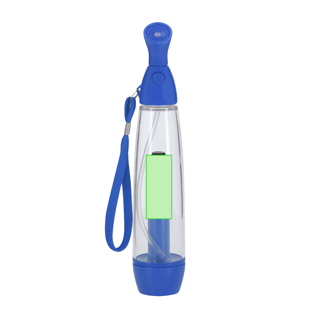 Vaporizador de 70 ml en cuerpo transparente con cierre de seguridad a rosca y cinta de transporte a juego — Ø3,2 cm