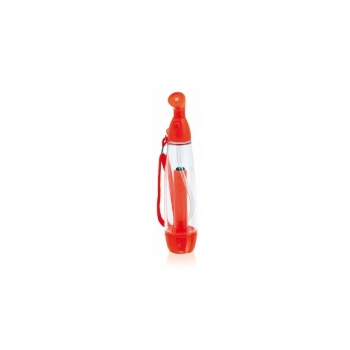 Vaporizador de 70 ml en cuerpo transparente con cierre de seguridad a rosca y cinta de transporte a juego — Ø3,2 cm