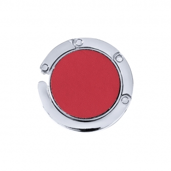 Cuelgabolsos plegable de metal y PU compacto para mesa