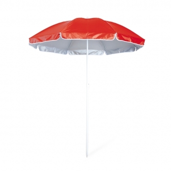 Sombrilla de playa de 150 cm de diámetro con 8 paneles de nylon, protección UV e interior gris plateado