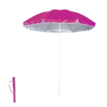 Sombrilla de playa de 150 cm de diámetro con 8 paneles de nylon, protección UV e interior gris plateado