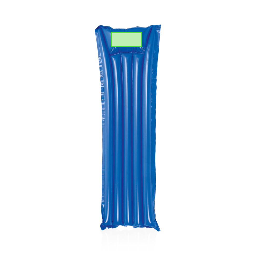 Colchoneta inflable de 180 cm en PVC de vivos colores con plegado especial para impresión — 55x170 cm desinflada