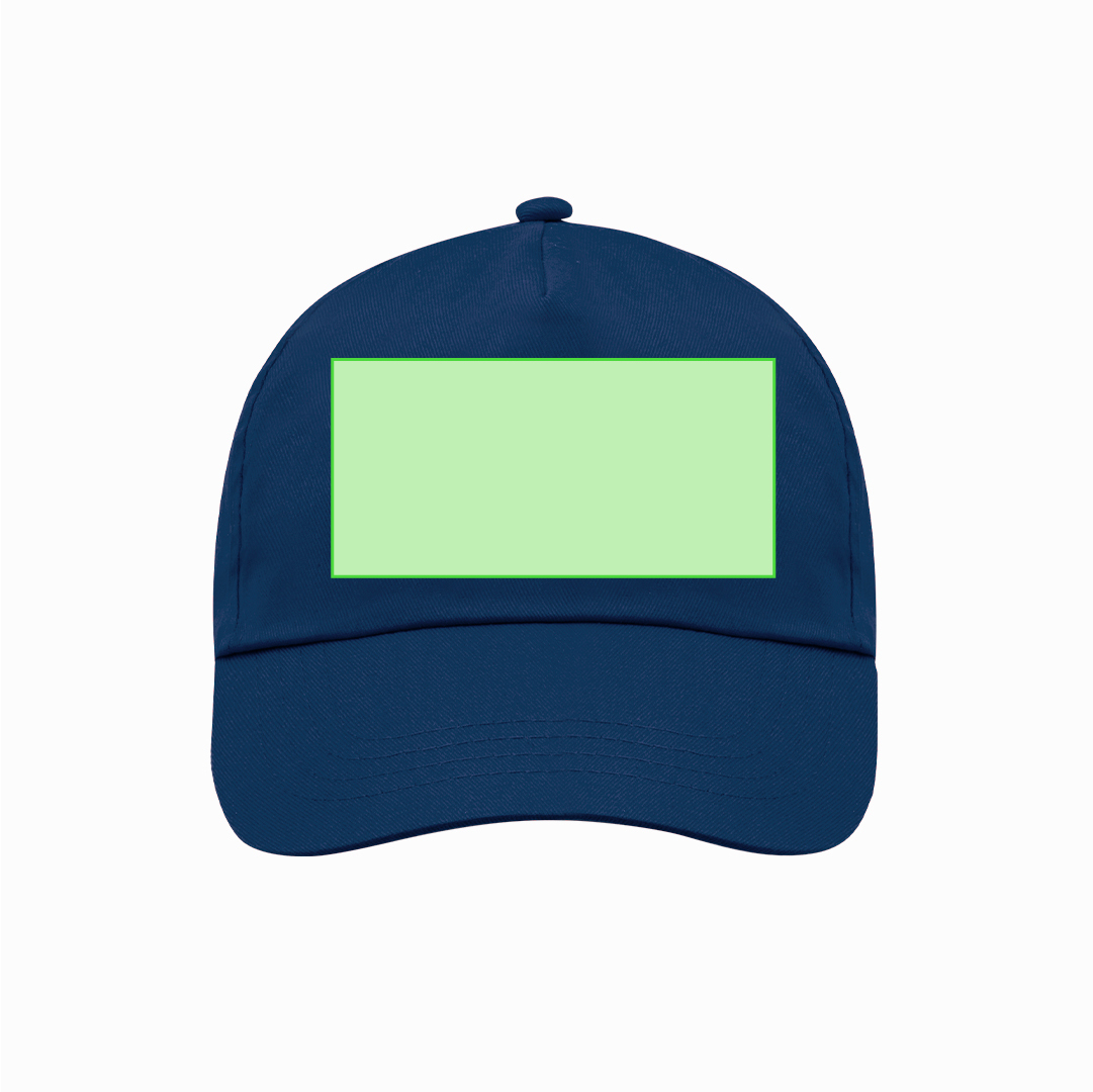 Gorra 5 paneles de algodón 100% con visera, ventilación bordada y cierre de velcro