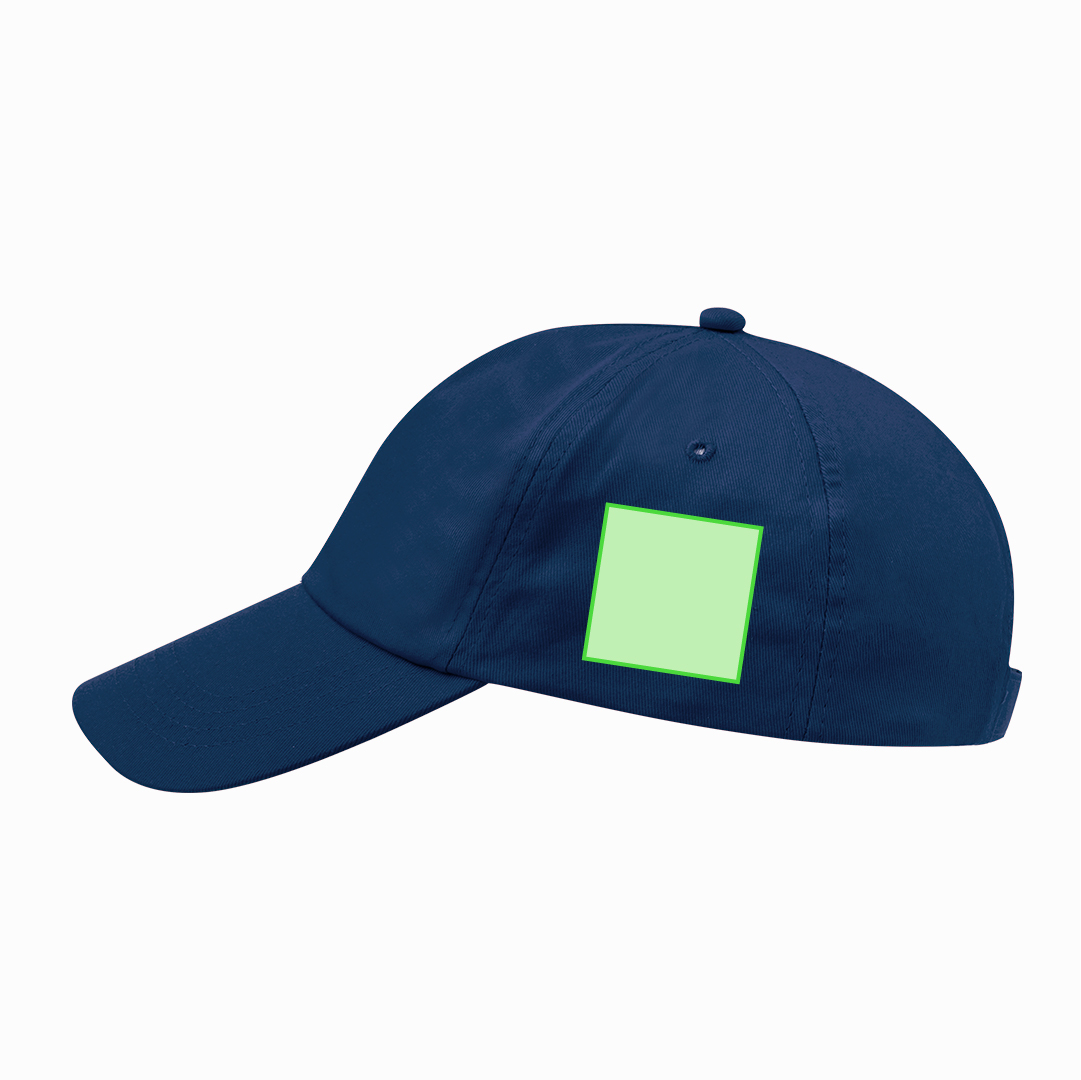 Gorra 5 paneles de algodón 100% con visera, ventilación bordada y cierre de velcro