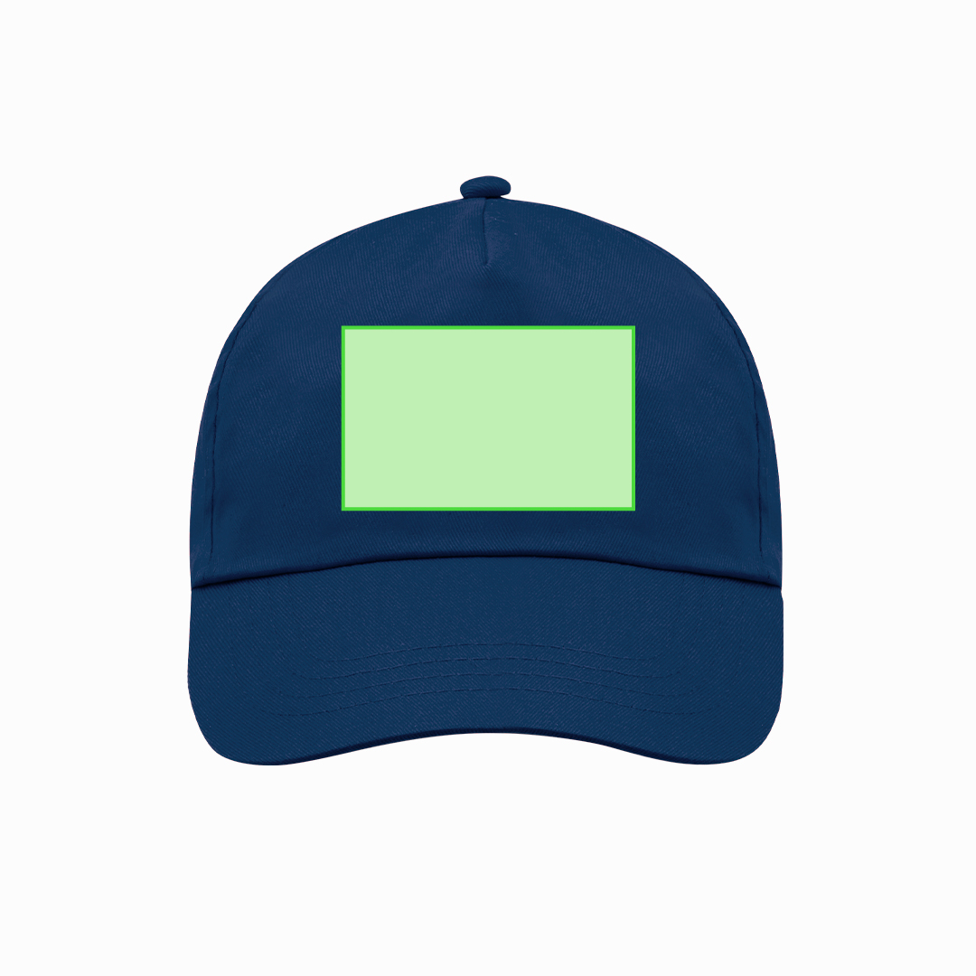 Gorra 5 paneles de algodón 100% con visera, ventilación bordada y cierre de velcro