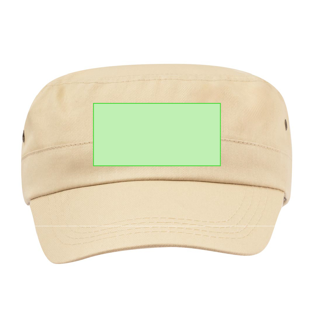 Gorra tipo militar de algodón peinado con orificios reforzados con argollas metálicas y cierre de velcro