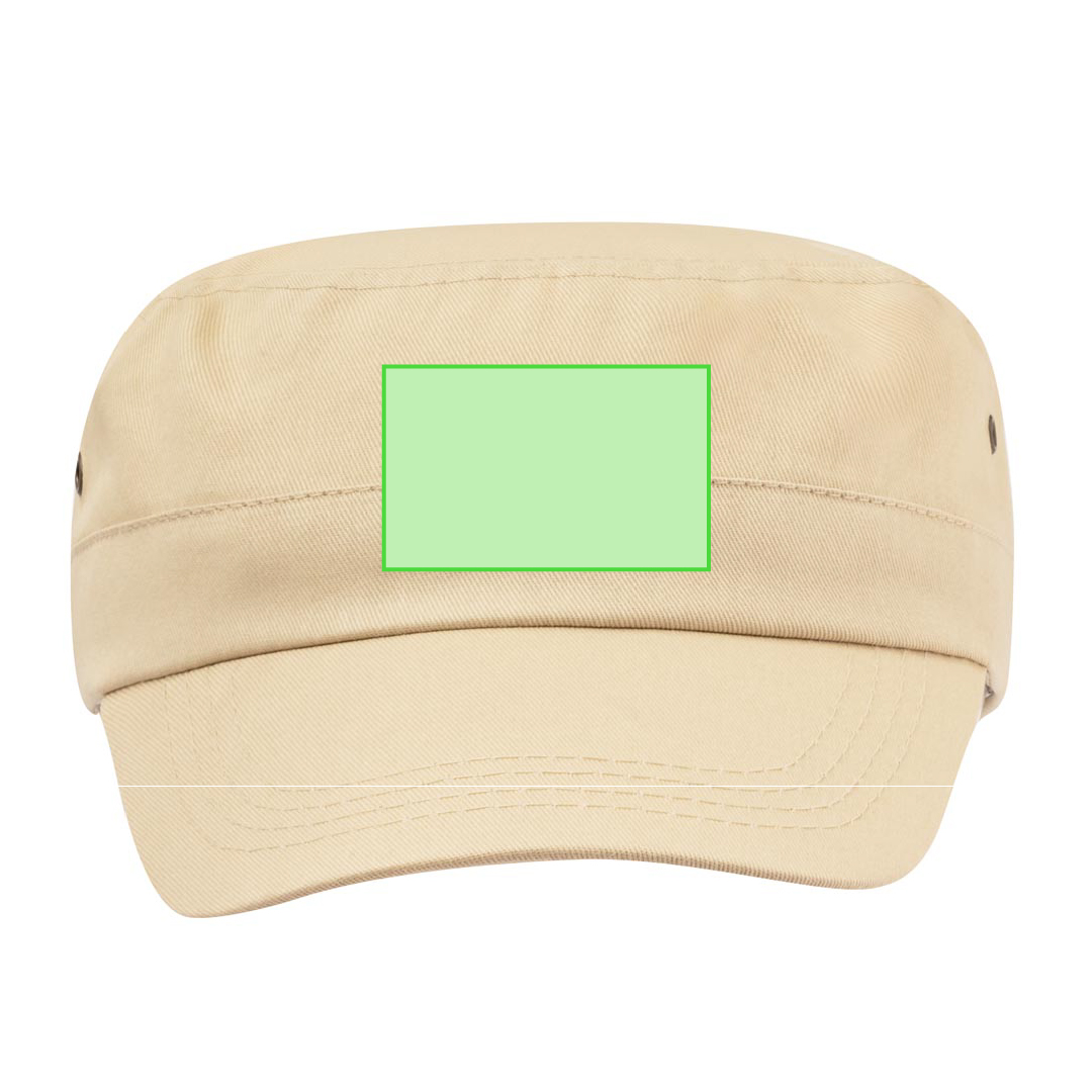 Gorra tipo militar de algodón peinado con orificios reforzados con argollas metálicas y cierre de velcro