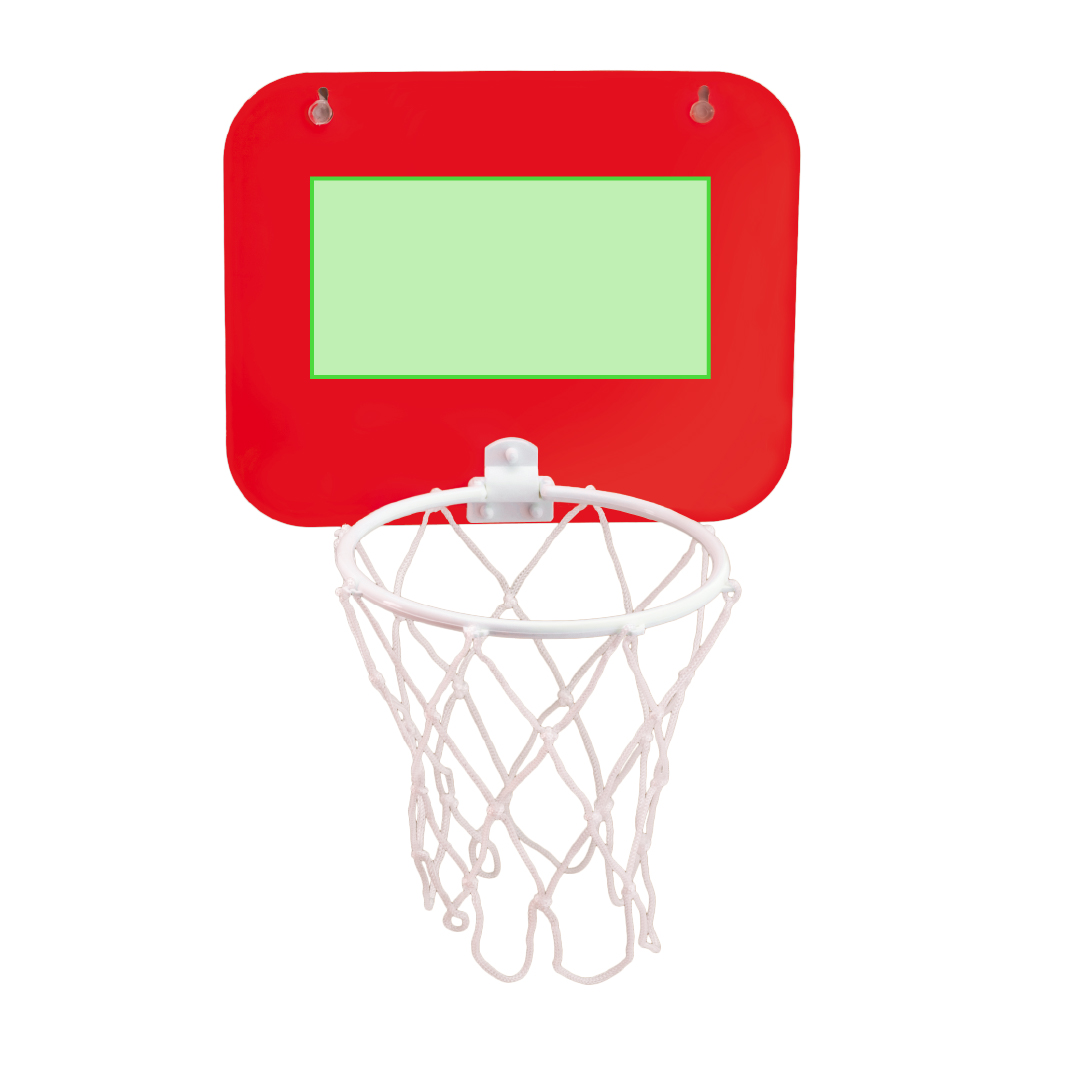 Canasta de PVC con tablero colores y pelota minibasket incluida ventosas
