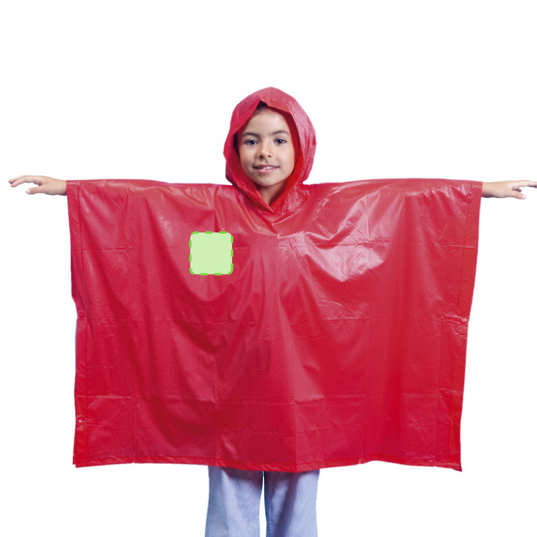 Poncho PVC colores vivos corchetes laterales termosellado talla única niño