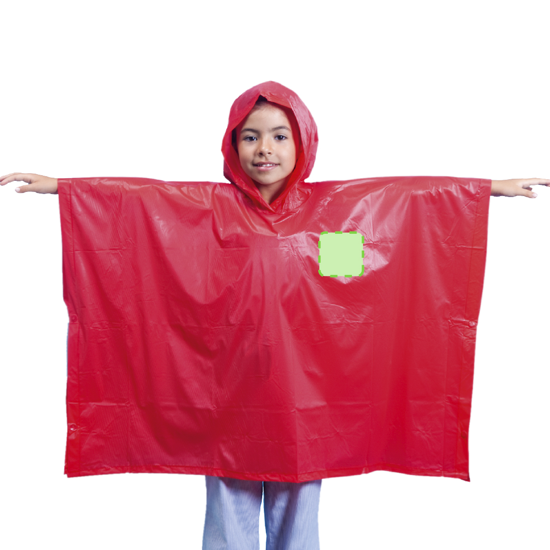 Poncho PVC colores vivos corchetes laterales termosellado talla única niño