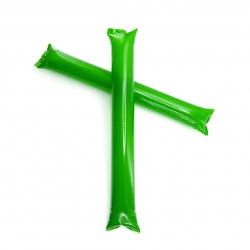 Par de bastom sticks aplaudidores de LDPE en vivos colores — reutilizables con válvula de inflado incluida
