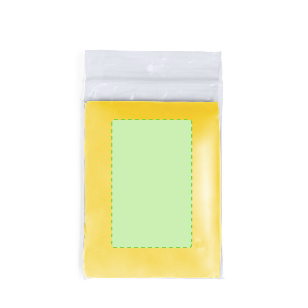 Poncho de HDPE en vivos colores con acabado termosellado — el más ligero del catálogo en bolsa transparente